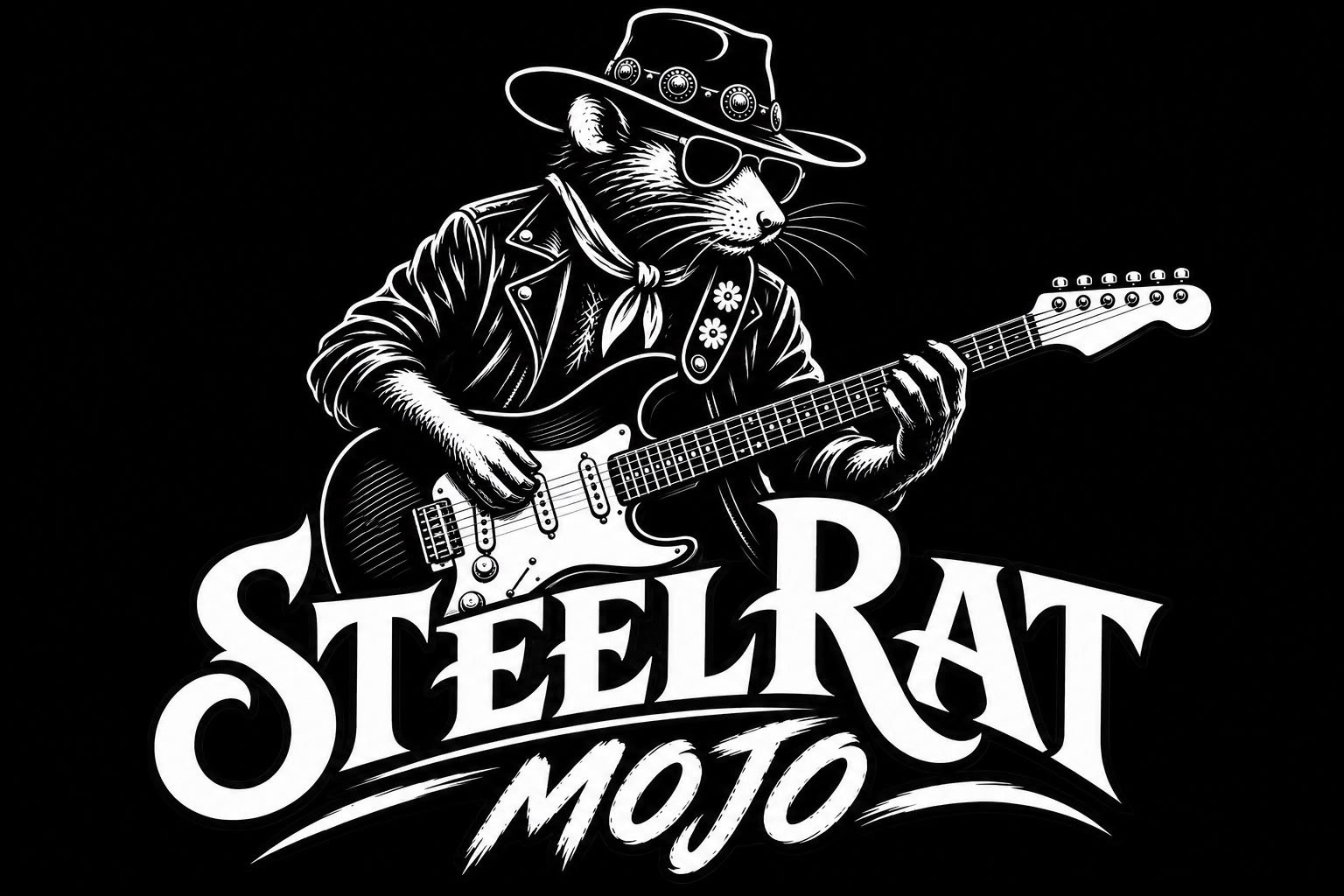 Steel Rat Mojo – eine Ratte mit Hut, Sonnenbrille und E-Gitarre